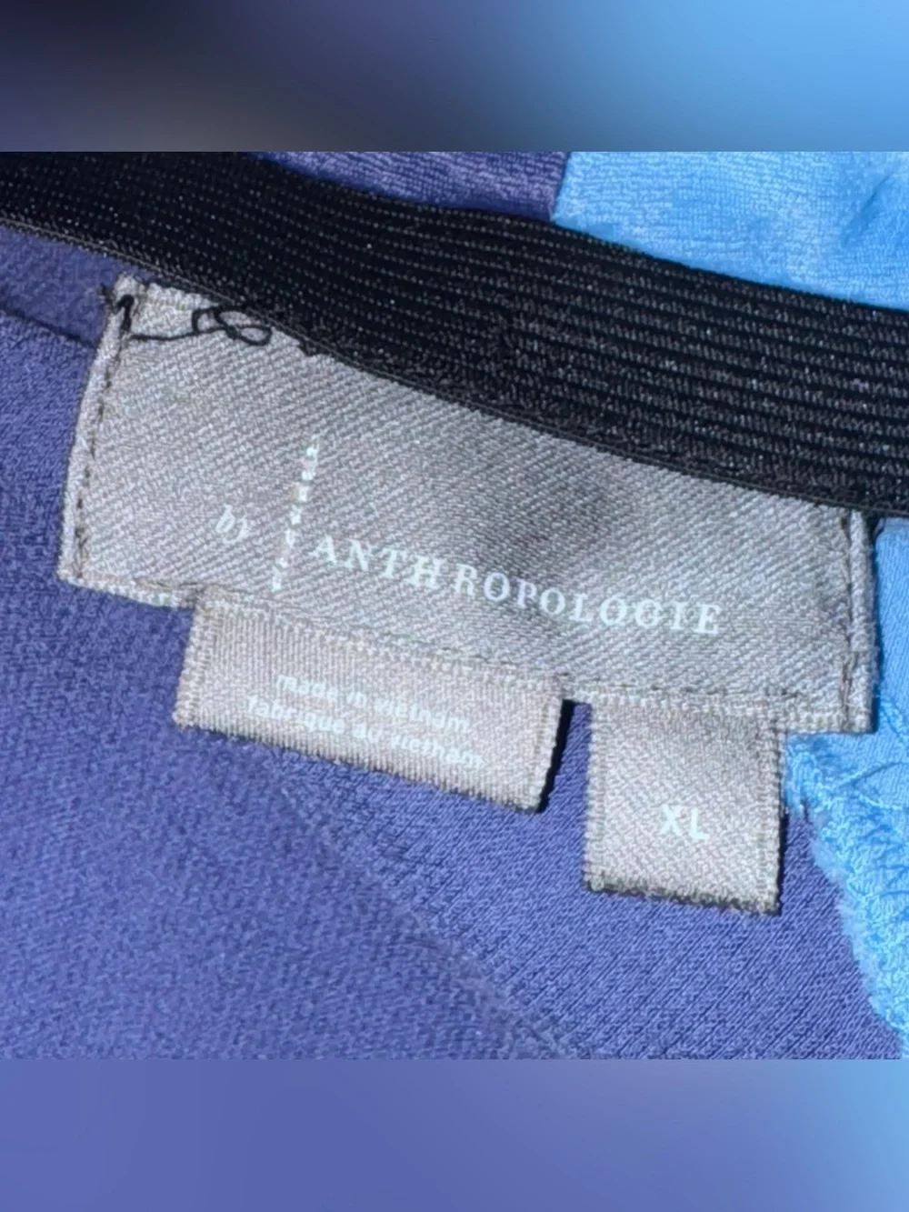 Anthropologie Blue Two Tone Color-block Tilda Maxi Slip Skirt Size XL